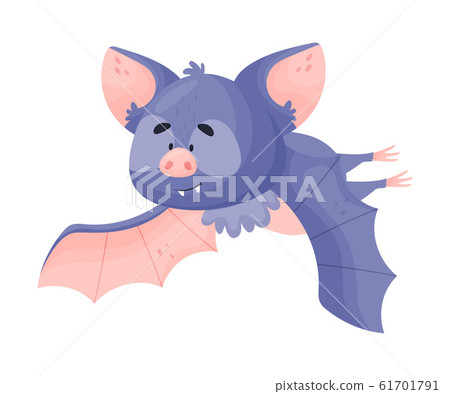 Cartoon Bat Character in Flying Pose Vector Illustration 61701791