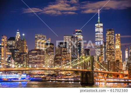New York Night view of Manhattan and Brooklyn Bridge New York Night view of Manhattan and Brooklyn Bridge 61702380