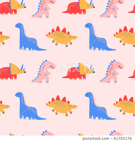 Cute Pink Dinosaur Vector Illustration Stock Illustration