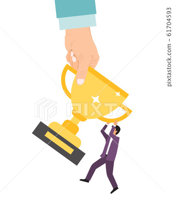 Business men awards for the first place vector illustration. The hand gives the cup award to the businessman. Business men awards for the first place vector illustration. The hand gives the cup award to the businessman. 61704593