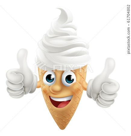 Ice Cream Cone Cartoon Character Mascot Thumbs Up Ice Cream Cone Cartoon Character Mascot Thumbs Up 61704802
