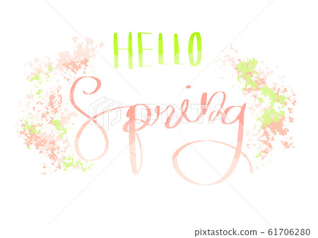 Hello Spring spring cursive alphabet spring... - Stock Illustration ...