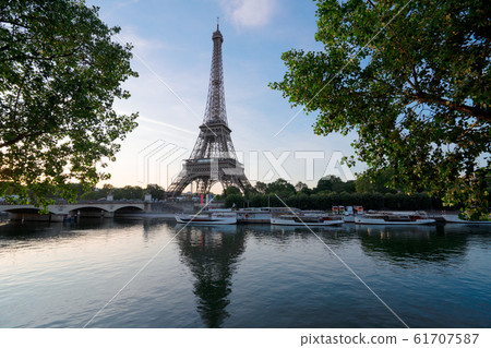 eiffel tour over Seine river eiffel tour over Seine river 61707587