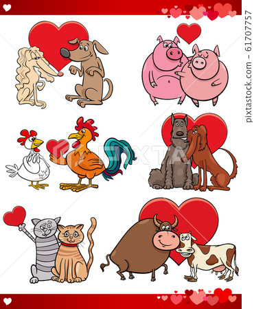 valentine cartoon illustration love set with 61707757