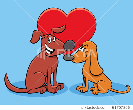valentine card with happy dog characters in love 61707806