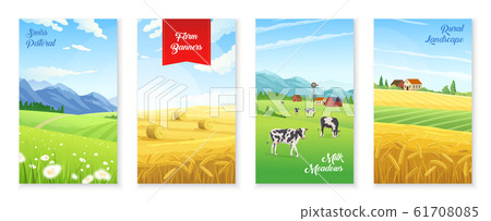 Farm Realistic Banners Set 61708085