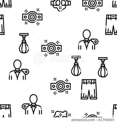 Boxing Sport Tool Seamless Pattern Vector 61708893
