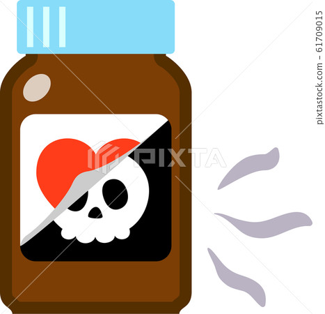 Skull mark hidden under the label of the medicine bottle Skull mark hidden under the label of the medicine bottle 61709015