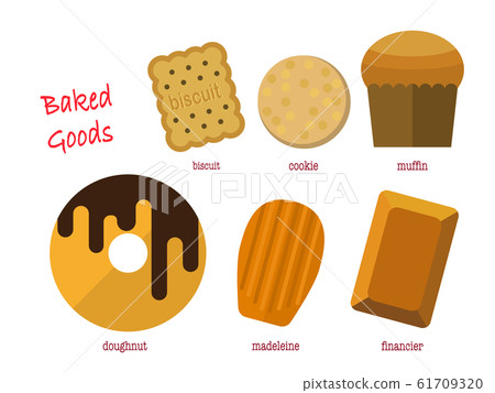 Illustration set of various baked goods Illustration set of various baked goods 61709320