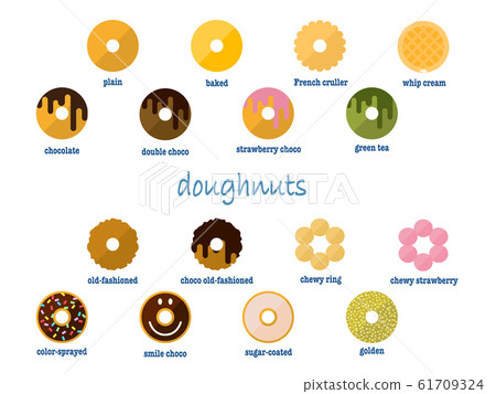 Illustration set of various donuts 61709324