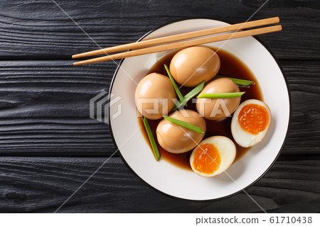 Nitamago ramen boiled eggs in soya marinade with Nitamago ramen boiled eggs in soya marinade with 61710438