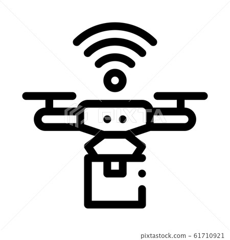 Flying Drone Icon Vector Outline Illustration 61710921