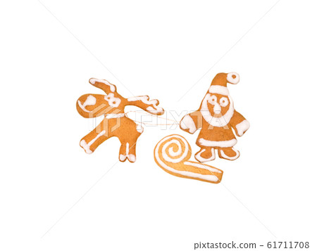 Christmas Reindeer and Santa Claus on the sledge Christmas Reindeer and Santa Claus on the sledge 61711708
