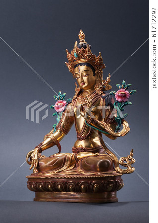 Bronze figurine of a green Tara full of wisdom. 61712292