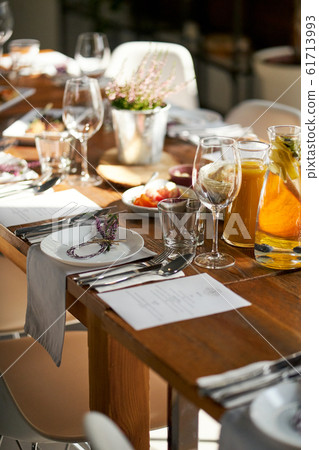 Elegant tables with setting for party or wedding Elegant tables with setting for party or wedding 61713993
