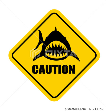 鯊魚警告標誌“ CAUTION”英文版 鯊魚警告標誌“ CAUTION”英文版 61714152