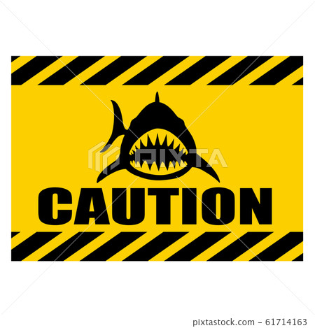 Shark caution sign "CAUTION" English version Shark caution sign "CAUTION" English version 61714163