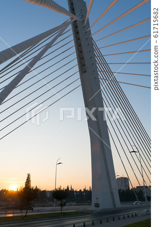 details of a Millennium bridge located above the Moraca river in Podgorica 61715682
