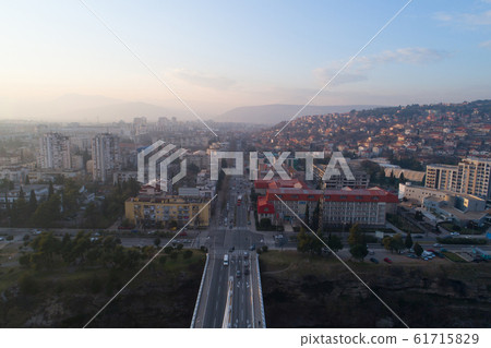 aerial view of Podgorica city during sunset aerial view of Podgorica city during sunset 61715829