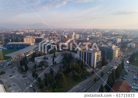 aerial view of Podgorica city during sunset 61715833