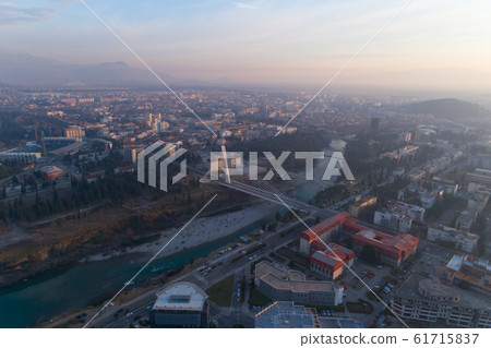aerial view of Millennium bridge over Moraca river in Podgorica aerial view of Millennium bridge over Moraca river in Podgorica 61715837