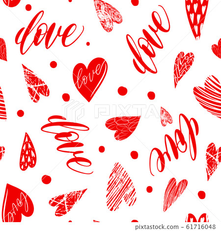 Seamless pattern with handdrawn texture hearts for - Stock Illustration ...