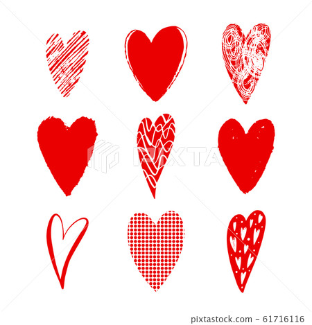Set of vector texture red hearts. Love simbol. - Stock Illustration ...