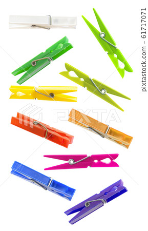Colorful cloth pegs on white background Colorful cloth pegs on white background 61717071