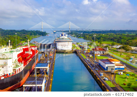 View of Panama Canal from cruise ship View of Panama Canal from cruise ship 61717402