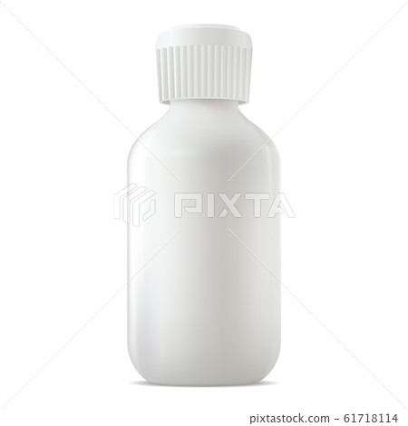White glass bottle with screw lid. Medical jar 61718114