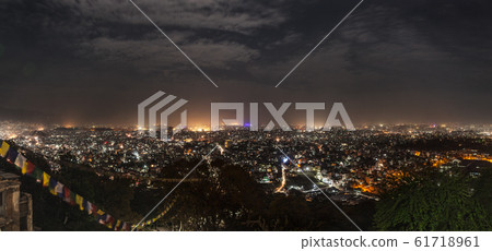 Panoramic view on city of Kathmandu in night-time 61718961