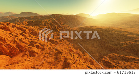 Sunset on Mars. Martian landscape Sunset on Mars. Martian landscape 61719612