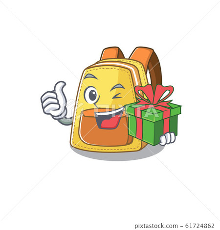 Smiley kids school backpack character with gift box 61724862