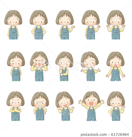 Girl upper body expression set (brown line) Girl upper body expression set (brown line) 61726964