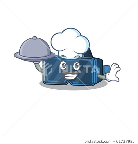 cartoon design of vr virtual reality as a Chef having food on tray 61727983