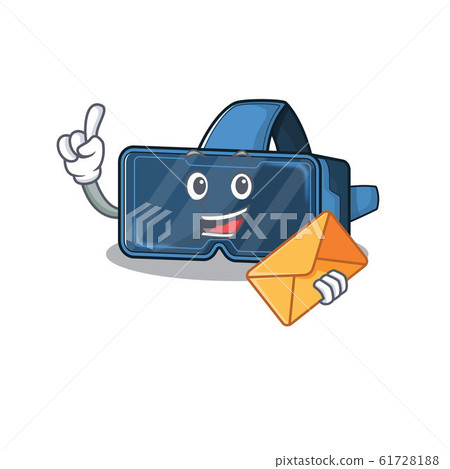 Cheerfully vr virtual reality mascot design with envelope Cheerfully vr virtual reality mascot design with envelope 61728188