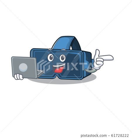 Smart character of vr virtual reality working with laptop Smart character of vr virtual reality working with laptop 61728222