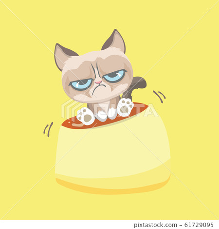 Cute grumpy cat sitting on pudding.. 61729095