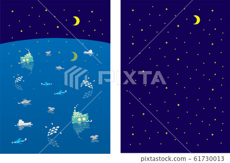 [Vector] starry night sea background, pattern, wrapping paper design 61730013