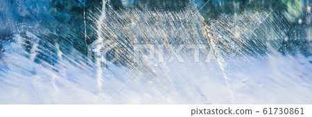Blue ice surface with scratches. Abstract background of ice structure BANNER, LONG FORMAT Blue ice surface with scratches. Abstract background of ice structure BANNER, LONG FORMAT 61730861