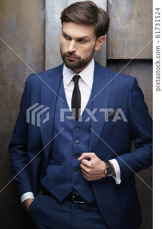 indoor photo of young handsome stylish businessman wearing suit 61731524