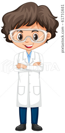 Boy in science gown on white background 61731681