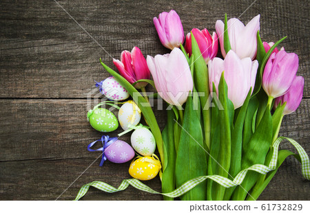Easter eggs and tulips Easter eggs and tulips 61732829