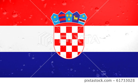 Raindrops On Croatia Flag, Background 61733028