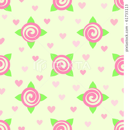 Flower pattern - roses and hearts. Seamless vector Flower pattern - roses and hearts. Seamless vector 61733113
