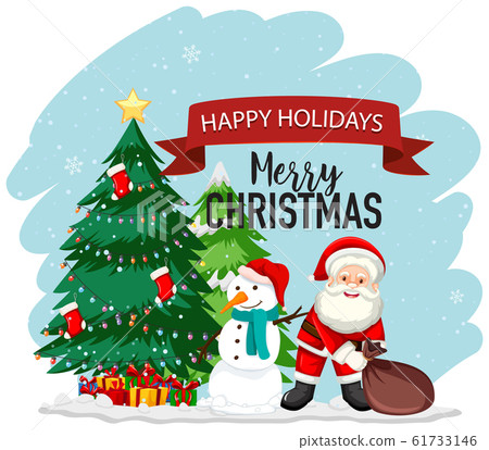 Christmas theme with Santa and snowman 61733146