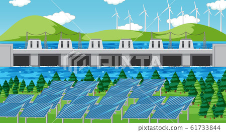 Scene with clean energy in the field Scene with clean energy in the field 61733844