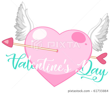 Valentine theme with pink heart with arrow 61733864
