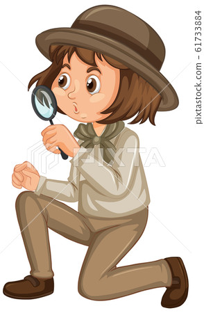 Girl in safari uniform on isolated background Girl in safari uniform on isolated background 61733884
