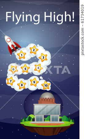 Scene with spaceship flying in the sky - Stock Illustration [61734019 ...